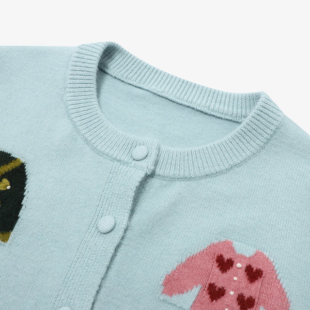 Basic House/Baijiahao round neck jacquard sweater this year's trendy loose long-sleeved short cardigan jacket for women
