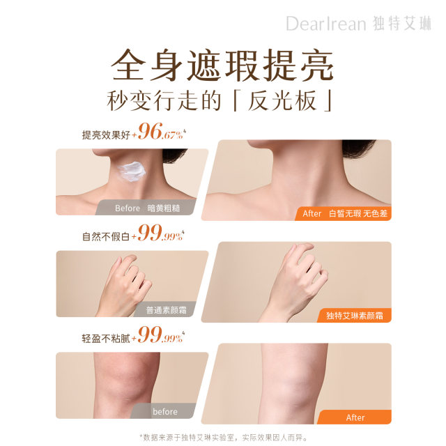 Unique Erin Body Cream can be used all over the body to naturally brighten the neck, concealer, waterproof, sweat-proof, whitening and waterproof