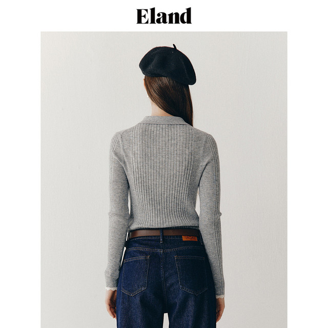 Clothing and love sweater for autumn and winter women pullover ribbed tight embroidery LOGO contrasting cuff top