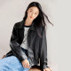 IC black retro leather jacket for women 2025 new autumn design high-end commuter street temperament top
