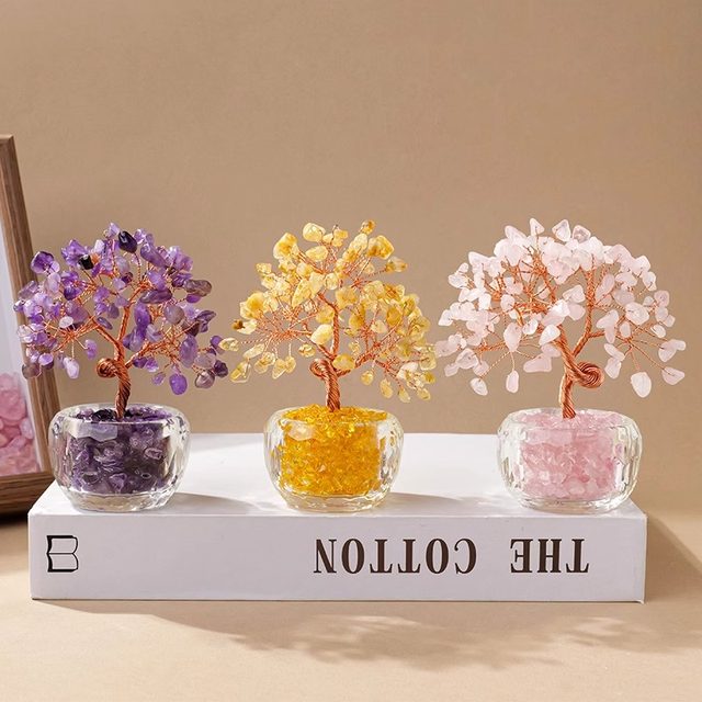 Natural crystal money tree home living room entrance office desk crystal money tree decoration creative ornaments