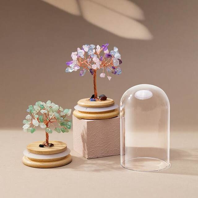 Natural colorful raw stone gravel crystal tree ornaments office desktop money tree home decoration housewarming gift