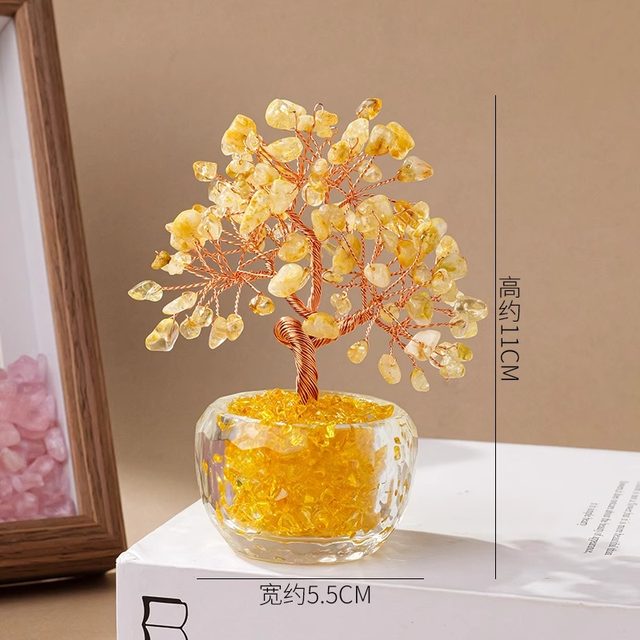Natural crystal money tree home living room entrance office desk crystal money tree decoration creative ornaments