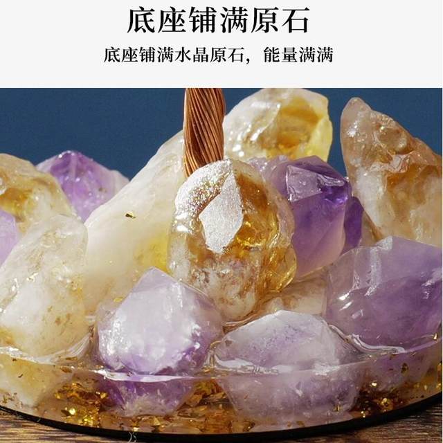 Natural crystal rough stone fortune tree home living room office desktop decoration handmade small ornaments crystal fortune tree