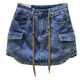 2024 autumn and winter new style loose P high waist slim lace-up denim skirt female hot girl a-line hip short skirt