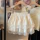 Lace fluffy cake short skirt for women in autumn new large size fat mm high waist slim small A-line gauze skirt
