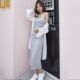 2024 new large-size sleeveless suspender dress summer A small fresh round neck mid-length black vest long skirt