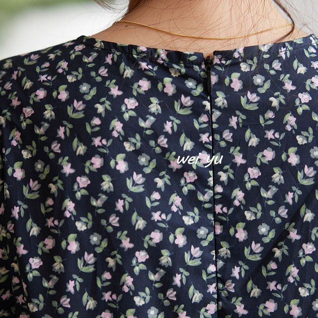 Weiyu large-size women's high-end long skirt 2025 summer new loose slim round neck half-sleeved floral dress
