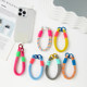 Mobile phone lanyard double buckle wrist strap short bracelet hanging piece dopamine contrast color anti-loss mobile phone case hanging chain new keychain men and women comfortable portable hand-held hanging chain exquisite hanging rope versatile
