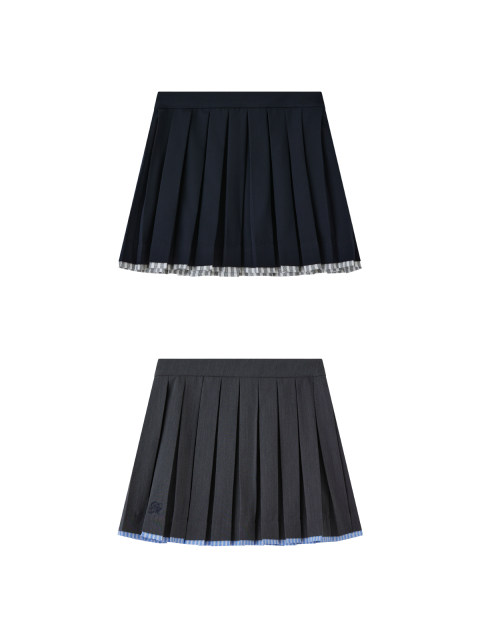 demi et demi two-color suit striped spliced ​​embroidered pleated skirt