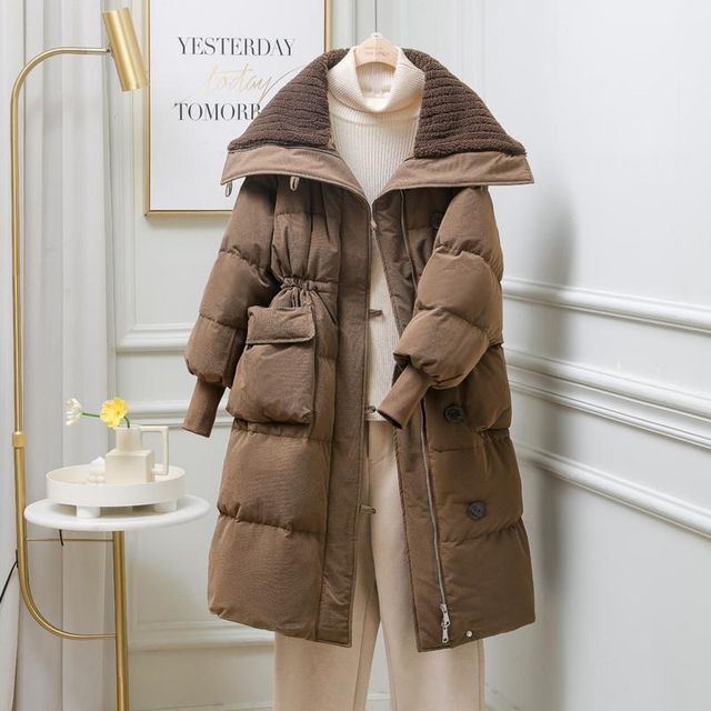 Loose large size fat mm300Jin [Jin equals 0.5 kg] Winter cotton clothing shawl large cotton I- jacket for women's mid-length style over-knee trendy cotton coat