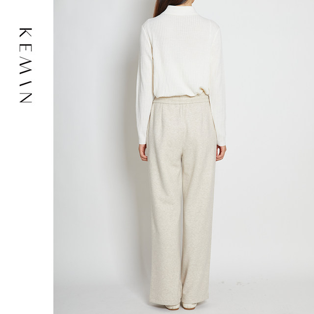 KEMAN casual pants for women in autumn and winter high-waisted straight trousers to make them look slimming 2024 new white thickened pants