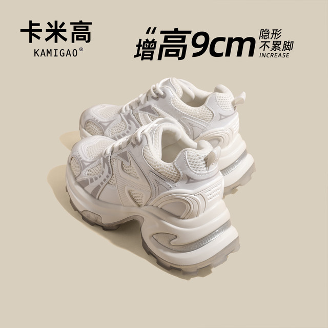 9cm height increasing daddy shoes for women 2025 new autumn and winter thick-soled casual sports shoes for small people and good-looking shoes