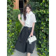 SALT.P, a golden style French high-waisted A-line skirt, women's flower bud skirt, summer (belt free)