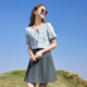 betu Baitu Lace-up Ink Printed Shirt Women's Puff Sleeve 2025 Summer New Loose Short Sleeve Shirt
