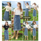 betu Baitu women's clothing 2024 autumn and winter design niche slim high waist small tassel denim skirt
