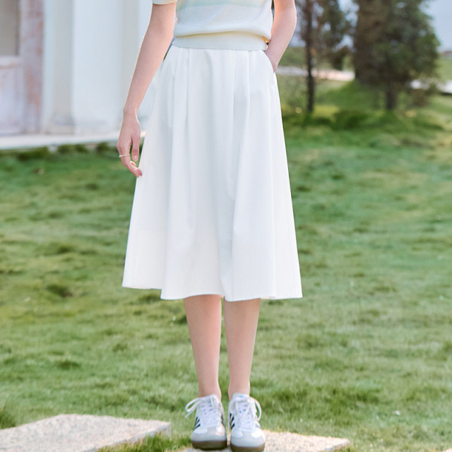 betu commuting style high waist drooping skirt for women 2025 spring new slim A-line skirt mid-skirt
