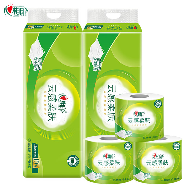 Heart-separation cloud-soft skin softening paper toilet paper core 4 layers 150 grams larger roll household full-length toilet paper roll paper