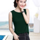 Dark green wide shoulder strap suspender vest for women with round neck sleeveless straight style middle-aged and elderly mothers commuting to cover their breasts