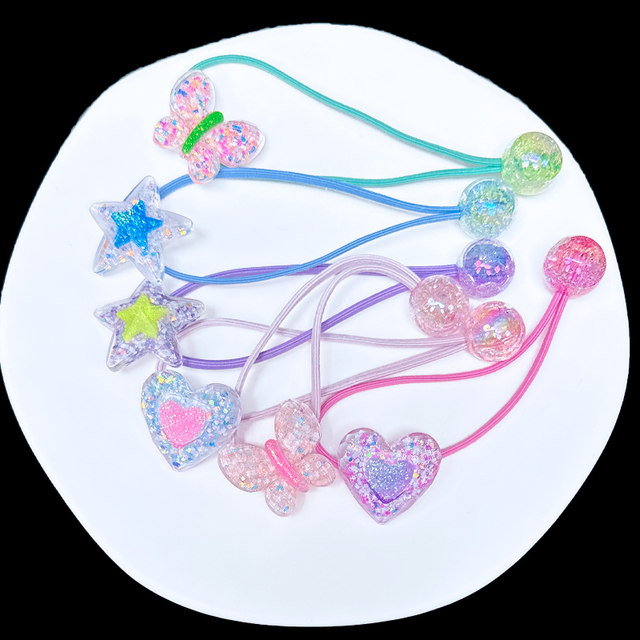 Children's winding hair rope, candy-colored hair rope, baby hair ring, rubber band, girl's colorful beads, princess hair braid hair accessories