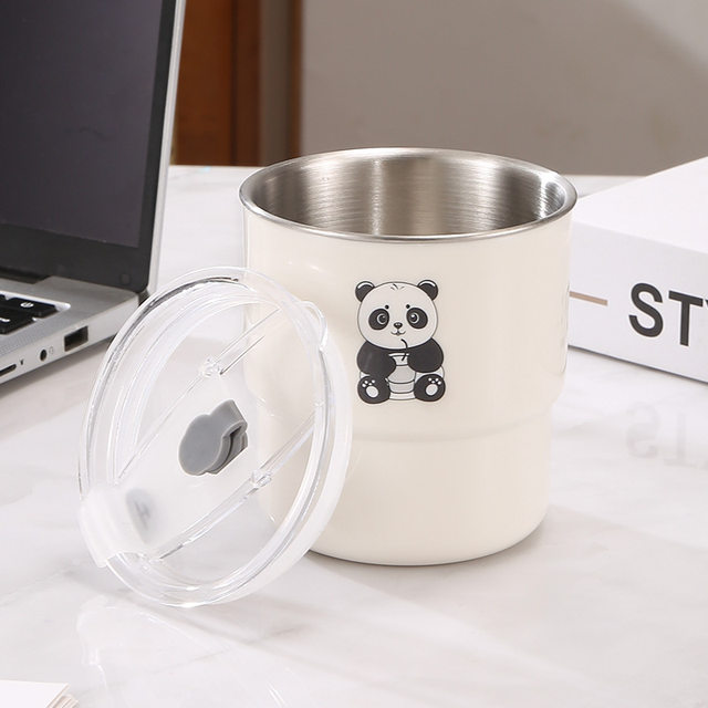 304 stainless steel coffee cup cartoon mug student portable straw water cup high appearance