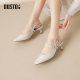 Dadong high heel sandals for women 2025 new summer Baotou French temperament single shoes one-strip slim heel high heels