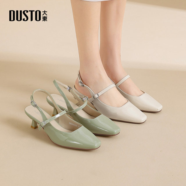 Dadong high heel sandals for women 2025 new summer Baotou French temperament single shoes one-strip slim heel high heels