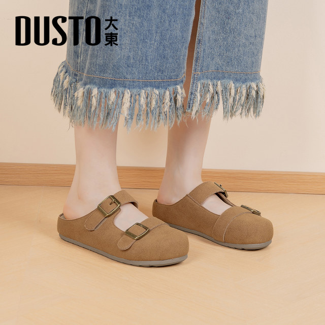 Dadong belt buckle Birken shoes for women 2025 new summer bag-toe half slippers one-foot lazy shoes sandals for women