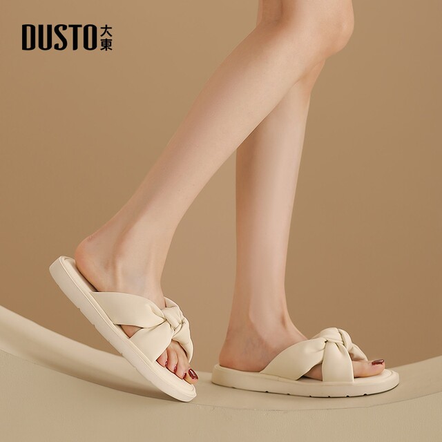 Dadong black soft-soled slippers for women 2025 new style fashion flat sandals fairy style skirt sandals