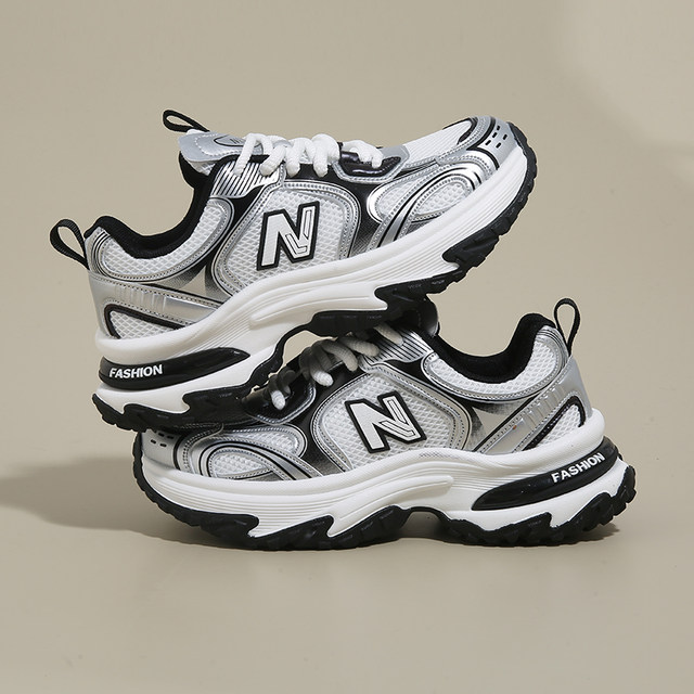 New Balance flagship women's casual dad shoes mesh summer thick sole NB men's and women's sports shoes to make them look slim and taller women's shoes trendy