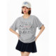 AGOH original hand -painted rabbit pattern casual loose couple round neck short -sleeved daily versatile gray T -shirt top