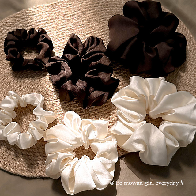 French style ~ Satin ins large intestine hair tie girly temperament sweet female autumn and winter hair tie Korean hair accessories