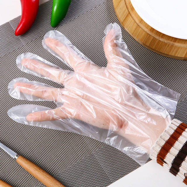 100 food disposable gloves to eat lobster durable thickened PVC food, catering PE plastic home small bag