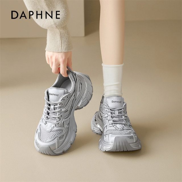 Daphne Silver Daddy Shoes Women's 2025 New Spring and Summer Shoes Thick Sole Heightening Lightweight Breathable Sneakers