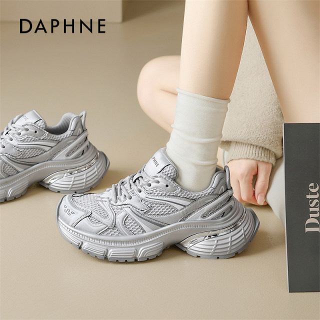 Daphne Silver Daddy Shoes Women's 2025 New Spring and Summer Shoes Thick Sole Heightening Lightweight Breathable Sneakers