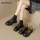 Daphne British style black loafers for women 2025 new thick-soled thick heels to enhance spring leather shoes without tiring
