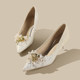 Sheepskin pad pointed high heels for women 2025 new summer beautiful and untiring wedding shoes thin heel crystal single shoes