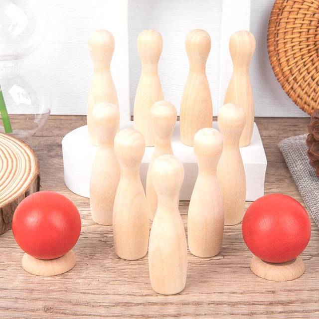 Parent-child wooden toy bowling children's educational brain ...