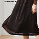 Mandes A-line Skirt 2025 Spring and Autumn New Black Gold Glossy Wire Retro High Waist All-match Mesh Mid-length Skirt