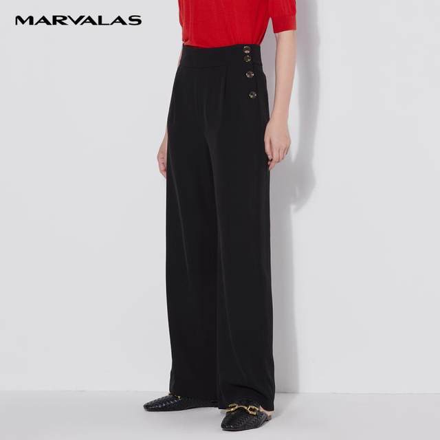 Mandesey black wide-leg pants for women 2025 summer high waist loose thin trousers drooping trousers floor pants