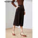 Mandes A-line Skirt 2025 Spring and Autumn New Black Gold Glossy Wire Retro High Waist All-match Mesh Mid-length Skirt