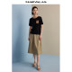 Mandesy solid color high waist skirt for women 2025 summer new fashion commuter versatile A-line mid-length skirt umbrella skirt

