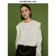 Mandesy solid color sweatshirt for women 2025 autumn suit pullover shape folded shoulder long sleeve simple drawstring round neck top