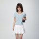 GROVE 25SS Spring and summer new contrasting color large round neck slim short-sleeved T-shirt GCM5TS07