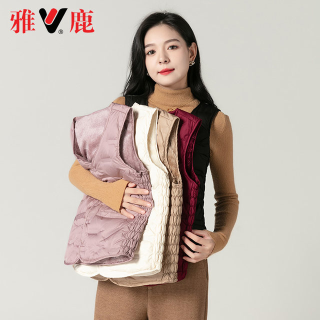 Yalu lightweight down vest women's short 2024 new down liner vest warm vest plus velvet inner waistcoat