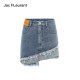 JAC FLEURANT summer blue double layer spliced ​​rosy denim fashionable hot and versatile short skirt
