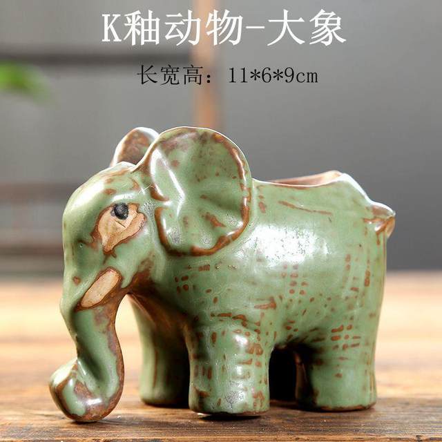 
Direct selling new K glaze combination set succulent flower pot ceramic large and small cartoon animal pot home gardening furnishings