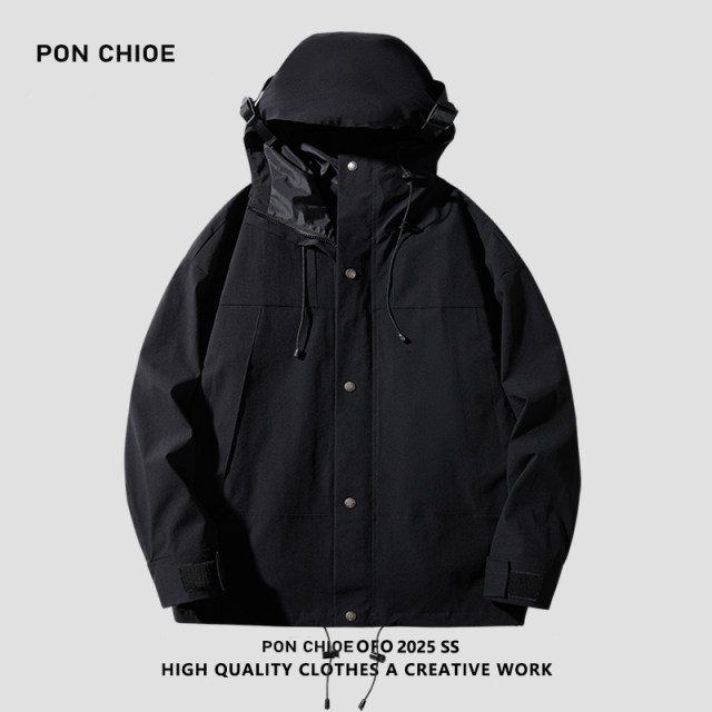 Ponchioe men's outdoor hiking mountain jacket windproof waterproof camping hooded jacket women's hooded jacket
