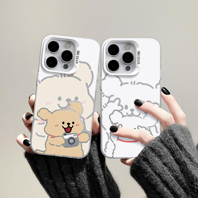 
Couple Biye photo line puppy suitable for Apple 16Promax mobile phone case iPhone17pro14 Xiaomi 15 Huawei mate60p70nova13 Honor 200x100k80reno12