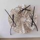 Korean sweet girl chiffon beige white polka dot black bow ribbon large intestine loop hair tiara hair accessories